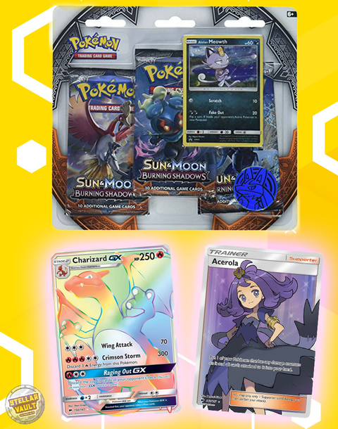 Pokemon Sun & Moon Burning Shadows 3-Pack Blister (Alolan Meowth)