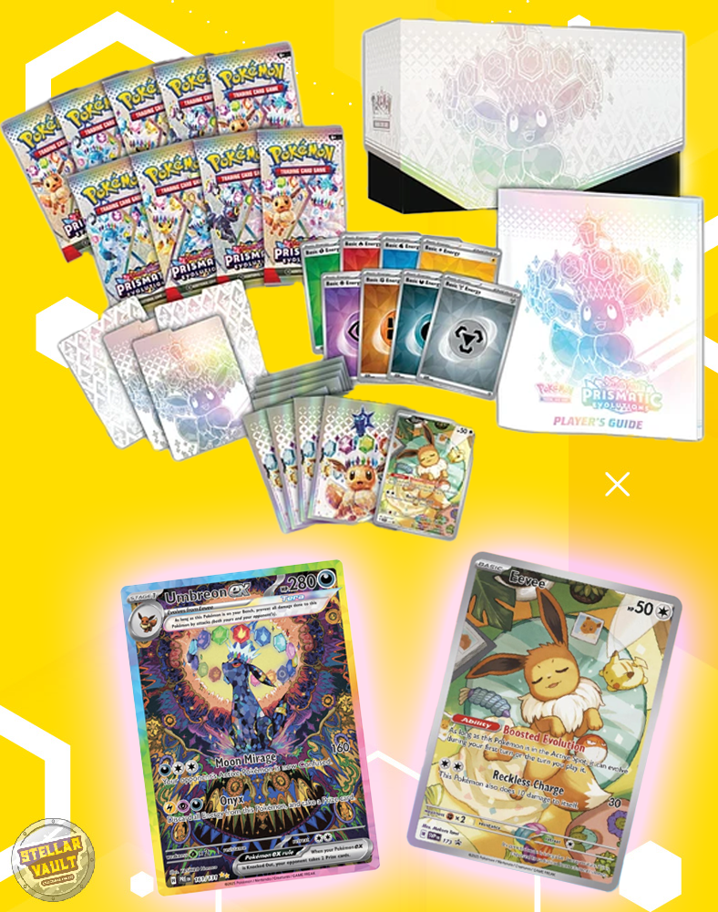 Pokemon Scarlet & Violet Prismatic Evolutions Elite Trainer Box Stellar Vault Pokemon Scarlet & Violet Prismatic Evolutions Elite Trainer Box Stellar Vault