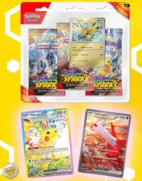 Pokemon Scarlet & Violet Surging Sparks 3-Pack Blister (Zapdos)