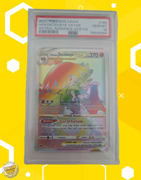 Pokemon Astral Radiance Hisuian Decidueye VSTAR Rainbow Secret Rare PSA 10 Graded Slab