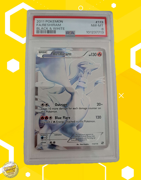 Pokemon Black & White Full Art Reshiram PSA 8 Graded Slab