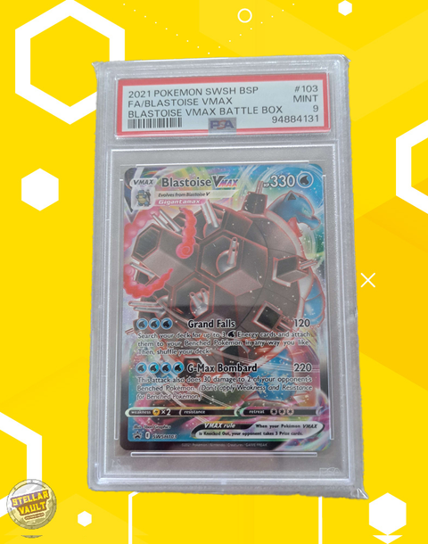 Pokemon Blastoise Vmax Battle Box FA PSA 9 Graded Slab