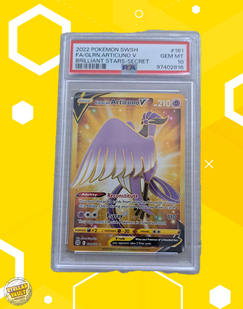 Pokemon Brilliant Stars FA Galarian Articuno V Secret Rare PSA 10 Graded Slab