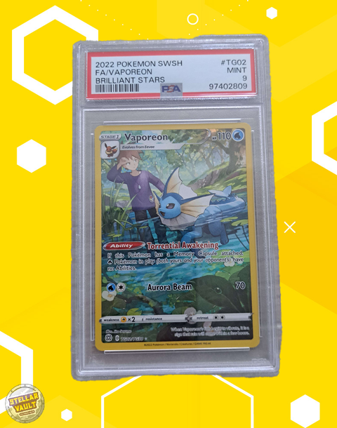 Pokemon Brilliant Stars Vaporeon Trainer Gallery PSA 9 Graded Slab