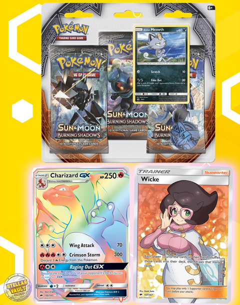 Pokemon Sun & Moon Burning Shadows 3-Pack Blister (Alolan Meowth)