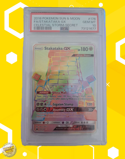 Pokemon Celestial Storm Stakataka GX Rainbow Secret Rare PSA 10 Graded Slab