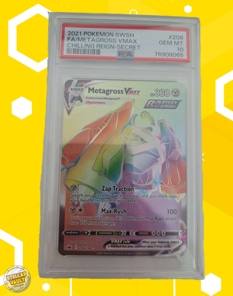 Pokemon Chilling Reign Metagross VMAX Rainbow Secret Rare PSA 10 Graded Slab