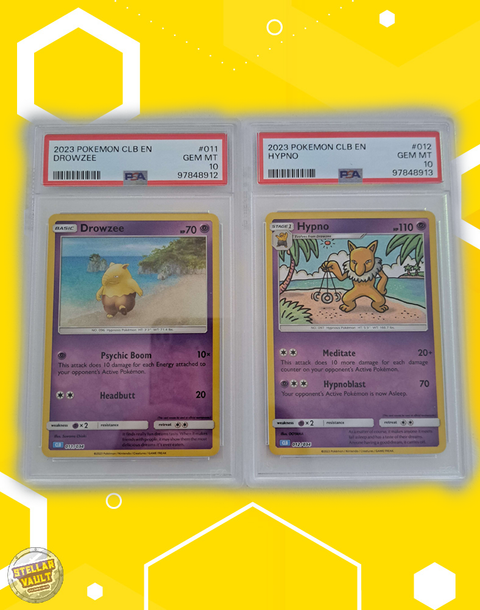 Pokemon CLB Drowzee PSA 10 & Hypno PSA 10 Sequential Graded Slabs