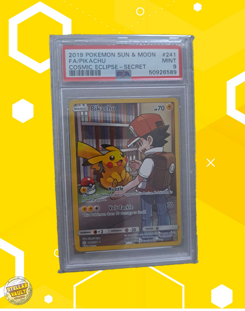 Pokemon Cosmic Eclipse Secret Rare FA Pikachu PSA 9 Graded Slab