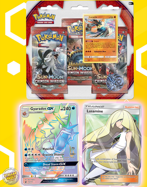 Pokemon Sun & Moon Crimson Invasion 3-Pack Blister (Lucario)