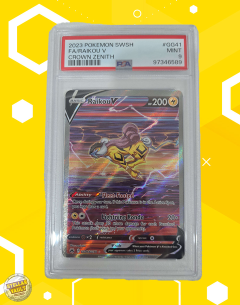 Pokemon Crown Zenith FA Raikou V PSA 9 Graded Slab