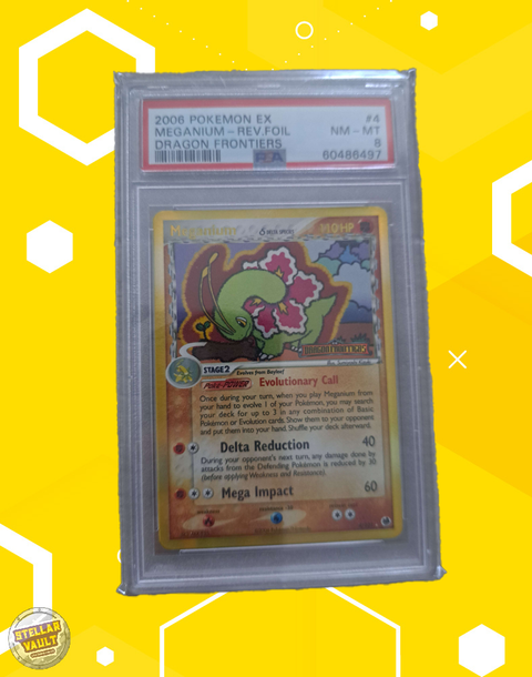 Pokemon Dragon Frontiers Meganium Reverse Foil PSA 8 Graded Slab