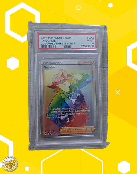 Pokemon Evolving Skies Secret FA Gordie PSA 9 Graded Slab