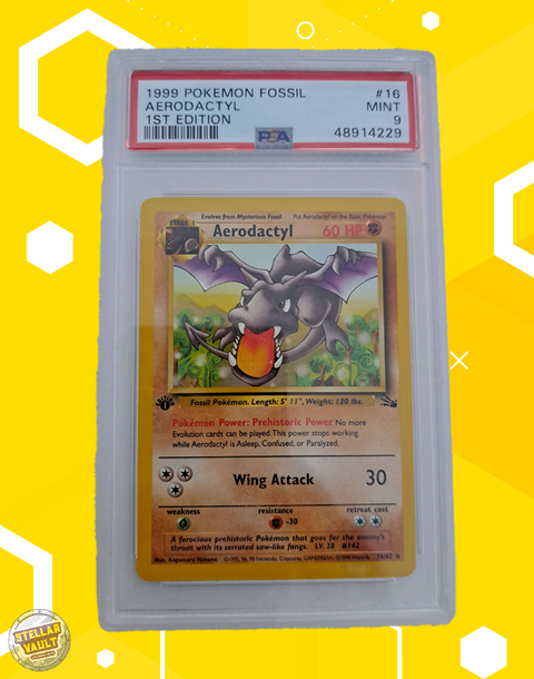 Pokemon Fossil 1st Edition Aerodactyl PSA 9 Graded Slab