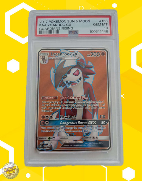 Pokemon Guardians Rising Lycanroc GX FA PSA 10 Graded Slab