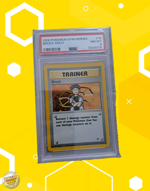 Pokemon Gym Heroes Brock Holo PSA 8 Graded Slab