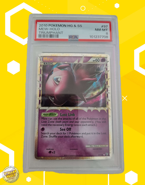 Pokemon Heart Gold & Soul Silver Triumphant Mew Holo PSA 8 Graded Slab