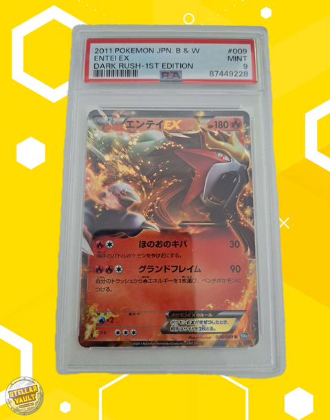 Pokemon Japanese Dark Rush 1st Edition Entei EX PSA 9 Graded Slab