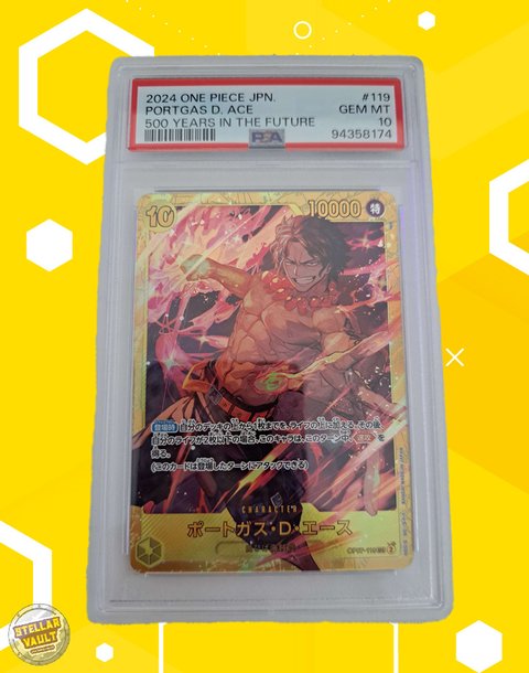 One Piece Japanese OP-07 Secret Rare Portgas D Ace PSA 10 Graded Slab