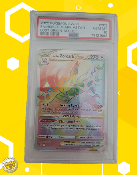 Pokemon Lost Origin Hisuian Zoroark VSTAR Rainbow Secret Rare PSA 10 Graded Slab