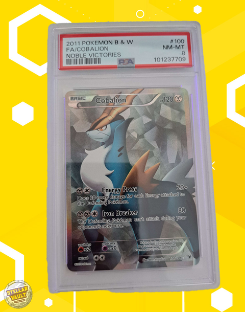 Pokemon Noble Victories Full Art Cobalion PSA 8 Graded Slab