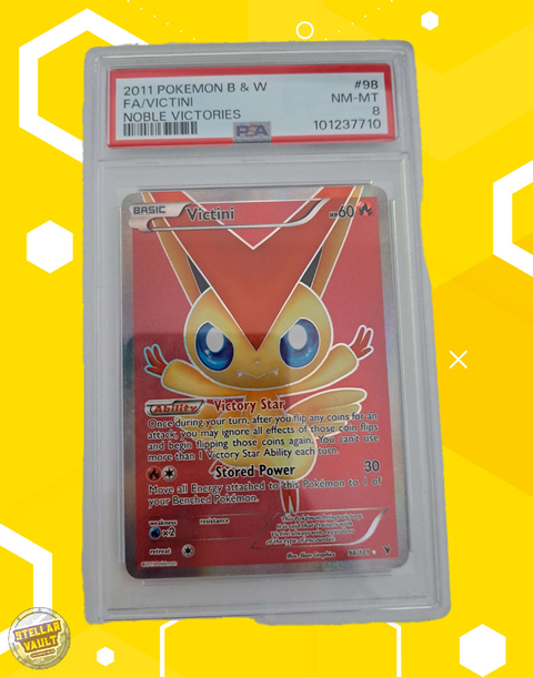 Pokemon Noble Victories Full Art Victini PSA 8 Graded Slab