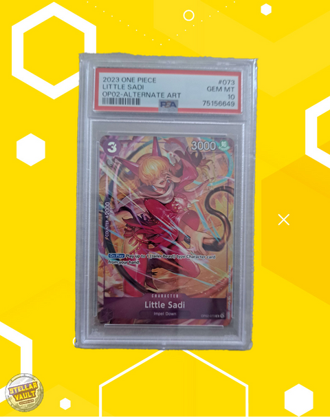 One Piece OP-02 Alternate Art Little Sadi PSA 10 Graded Slab