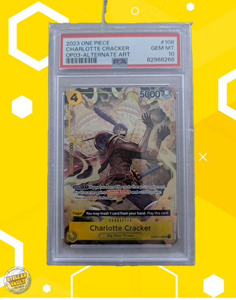 One Piece OP-03 Alternate Art Charlotte Cracker PSA 10 Graded Slab