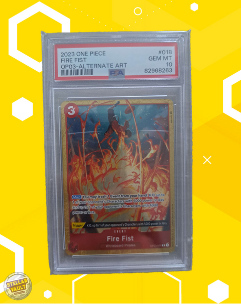 One Piece OP-03 Alternate Art Fire Fist PSA 10 Graded Slab