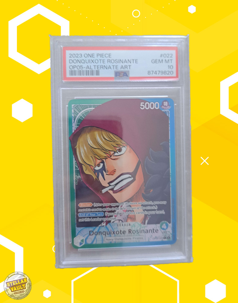 One Piece OP-05 Alternate Art Donquixote Rosinante Leader PSA 10 Graded Slab