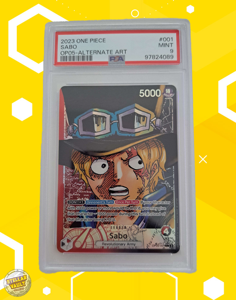 One Piece OP-05 Alternate Art Leader Sabo PSA 9 Graded Slab