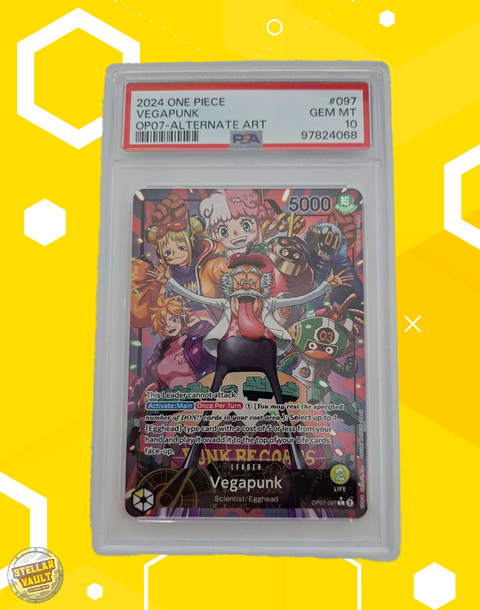 One Piece OP-07 Alternate Art Leader Vegapunk PSA 10 Graded Slab