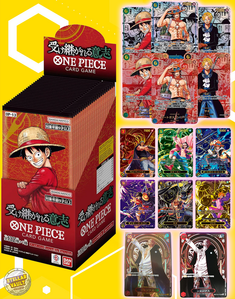 One Piece OP-13 Carrying on his Will Japanese Booster Box Stellar Vault One Piece OP-13 Carrying on his Will Japanese Booster Box Stellar Vault