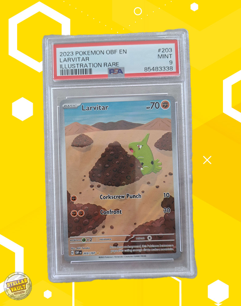 Pokemon Obsidian Flames Larvitar Illustration Rare PSA 9 Graded Slab