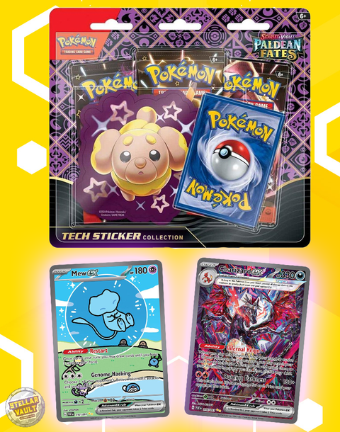 Pokemon Scarlet & Violet Paldean Fates Tech Sticker 3-Pack Blister (Shiny Fidough)
