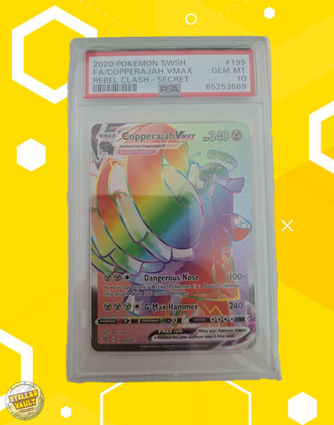 Pokemon Rebel Clash Copperajah VMAX Rainbow Secret Rare PSA 10 Graded Slab