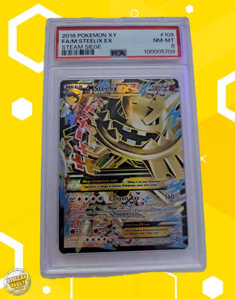 Pokemon Steam Siege FA Mega Steelix EX PSA 8 Graded Slab