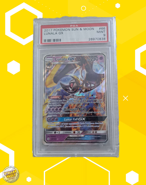 Pokemon Sun & Moon Base Lunala GX PSA 9 Graded Slab