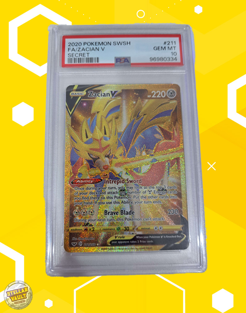 Pokemon Sword & Shield Base Secret Rare Zacian V PSA 10 Graded Slab