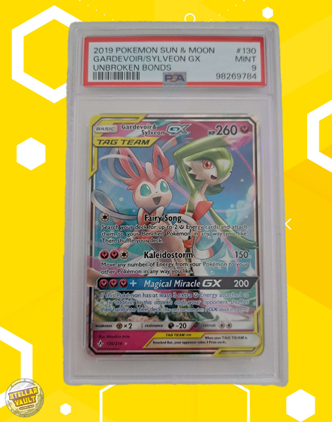 Pokemon Unbroken Bonds Gardevoir & Sylveon GX PSA 9 Graded Slab