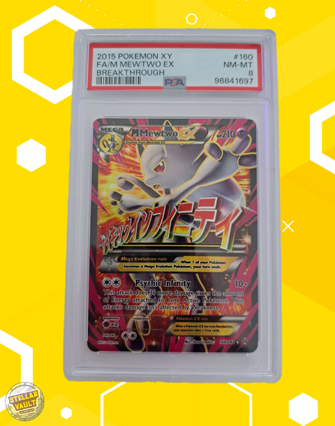 Pokemon XY Breakthrough FA Mega Mewtwo EX PSA 8 Graded Slab