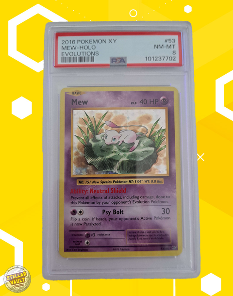 Pokemon XY Evolutions Mew Holo PSA 8 Graded Slab